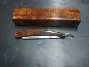 Maquinilla de afeitar recta The Art of Shaving con caja madera burl tierra hueca acero al carbono - Imagen 1 de 16