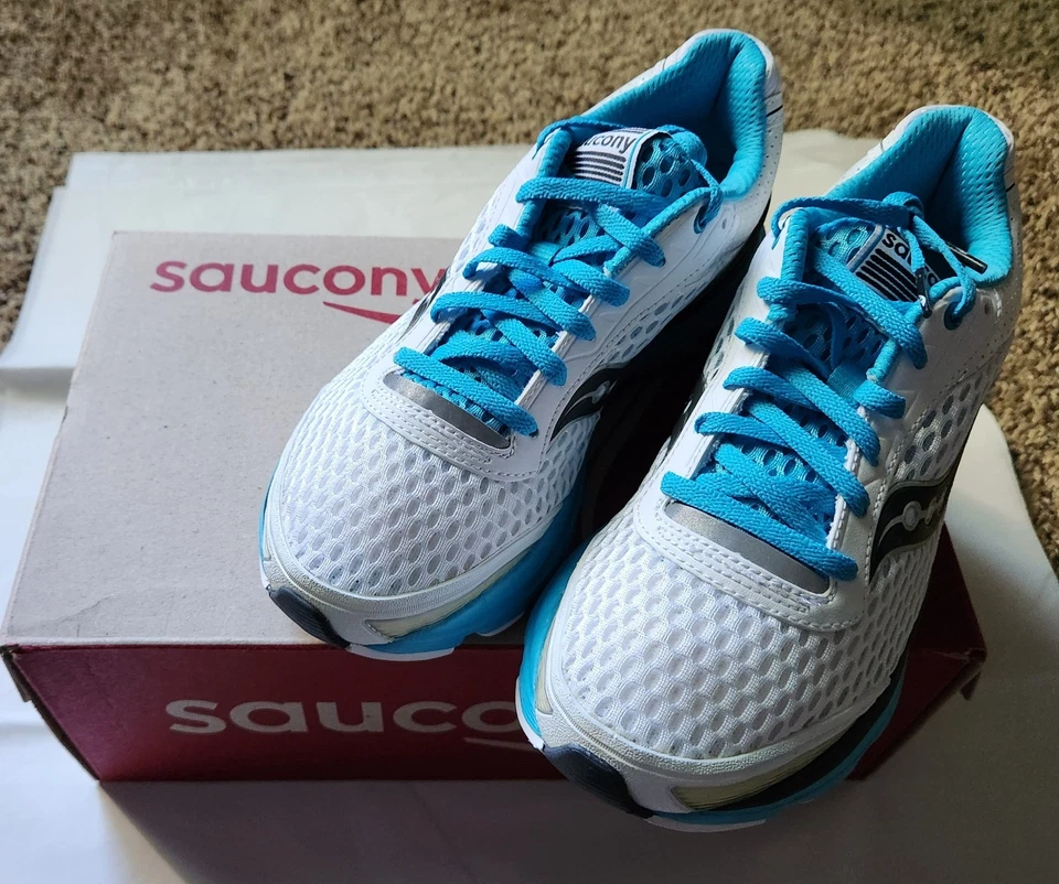 Saucony сетки тени Genesis кроссовки женский размер 9, белый/синий/серый - новый в коробке!!! - Изображение 1 из 4