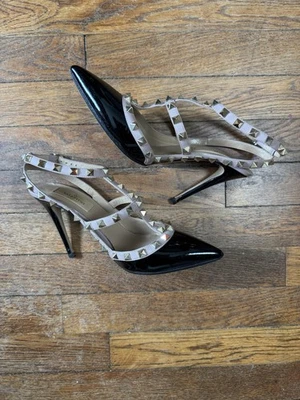 Valentino Garavani Rockstud 100 Two-Tone Patent Leather Pumps - Image 1 of 4