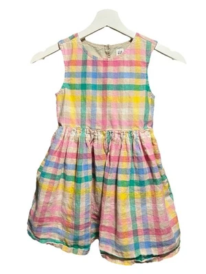 VESTIDO GAP RAINBOW COLORES CUADROS TALLA PEQUEÑA SIN MANGAS OJO DE CERRADURA ESPALDA Foto 1 de 4