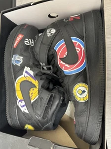 Size 10.5 - Nike Supreme x NBA x Air Force 1 07 Mid Black - Picture 1 of 12