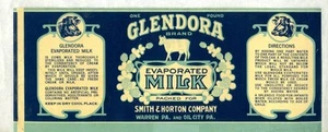 CA 1910 MARCA GLENDORA LATA ETIQUETA SMITH & HORTON CO PENN - Imagen 1 de 1