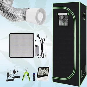 Grow-Komplettset 60x60x180 Growzelt LED Volles Spektrum 1200W Zuchtzelt+Zubehör - Bild 1 von 16