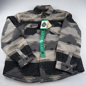 Giacca azteca uomo XL misto lana foderata sherpa marrone JACHS New York USA, calda nuova con etichette - Foto 1 di 14