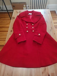 Loro Piana Womens Wool Coat, Red, Size 2, Double Breasted Overcoat, USA Made New - Picture 1 of 10
