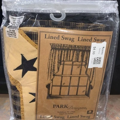 Swag de ventana forrado con estrellas Park Designs Sturbridge ~ 72" x 36" ~ Nuevo Foto 1 de 2