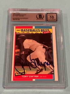 TONY GWYNN Signed 1987 FLEER SLUGGERS/PITCHERS Card #17 Beckett BAS AUTO 10 - Picture 1 of 2
