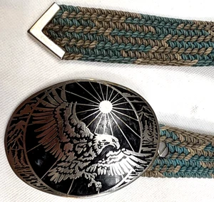 VTG Award Design Medals Inc Silver Eagle Belt Buckle Black Enamel Mountain Sun - Picture 1 of 6