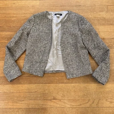 Brooks Brothers 黑色棕褐色闪亮开襟夹克,尺寸 4P b18 — 第 1/3 张图片