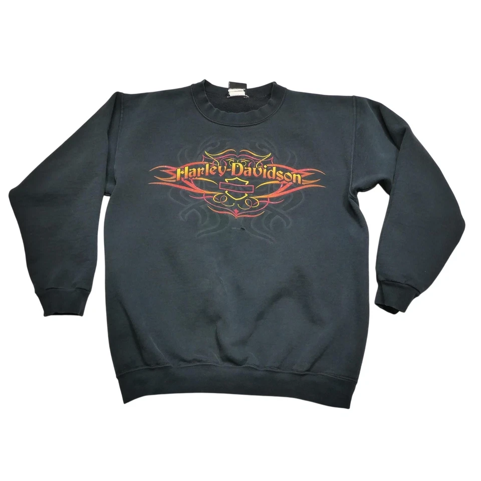 Sudadera Harley Davidson DE COLECCIÓN Para Hombre Pequeña Negra Gráfica Llama Cuello Redondo Foto 1 de 4