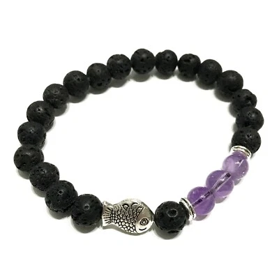 Armband - Lavastein - Fisch Amethyst - AW - Bild 1 von 3