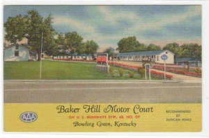 Baker Hill Motor Court Motel Bowling Green Kentucky linen postcard - Imagen 1 de 1
