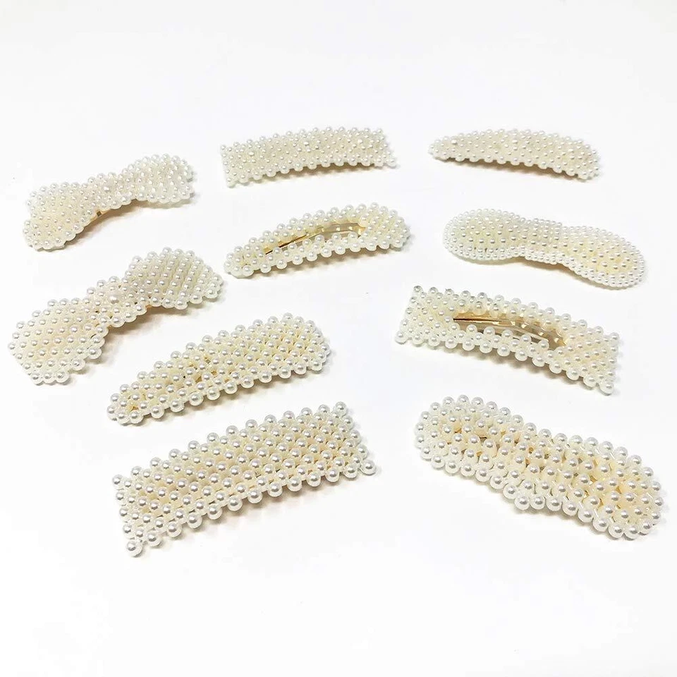US 10Pcs Pearl Hair Clip Barrettes Women Girl Bobby Barrette Hairpins Vintage - Image 1 of 4