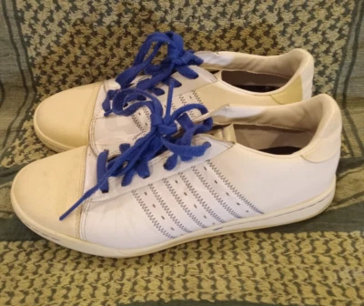 Adidas Men's Size 7.5 Adizero White Blue Leather Golf Shoes 816456 White   sb7 - Image 1 of 4