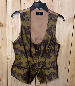 Gilet da donna vintage Finity taglia 4 oro paisley foderato in seta con bottoni - Foto 1 di 5
