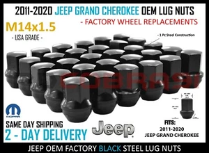Mopar Jeep Grand Cherokee SRT TrailHawk Factory Lug Nuts Solid Steel Black - Picture 1 of 11