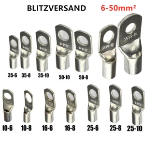 10x Ringkabelschuhe Blank M6 - M12 0,5 - 50 mm² Ringösen Kabelschuhe unisoliert - Bild 1 von 10