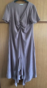 Zara midi mauve striped dress with waterfall flow detail. worn once. M - Picture 1 of 7