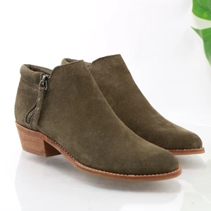 Steve Madden Womens Tobii Boot Size 5 Olive Green Suede Bootie Boho Block Heel - Picture 1 of 11