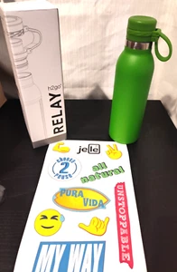 Neu im Karton H2go Relais 20 Oz. Edelstahlflasche grün Pura Vida Emoji unaufhaltsam - Bild 1 von 15