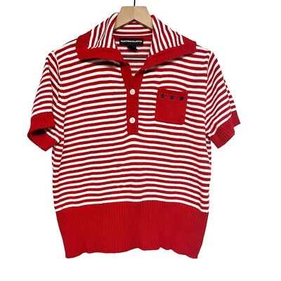 Norton McNaughton Womens Vintage Short Sleeve Sweater Size L 4th Of July Striped - Image 1 of 4