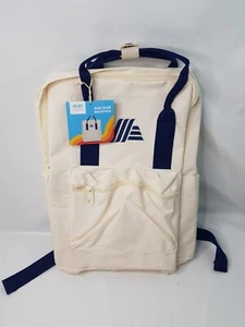 NEW Aldi Gear Blue White Logo Backpack Rucksack Bag Canvas NWT - Picture 1 of 7