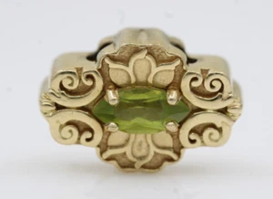 14K Yellow Gold Emerald Cut Peridot Bracelet Slide Charm 3.1 Grams - Picture 1 of 8