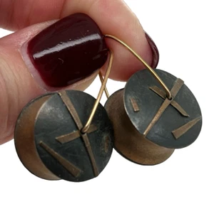 OOAK Mixed Metals Art Show Yo-Yo Modernist 3/4" Räder Ohrringe 14K Drähte 11,18 g - Bild 1 von 4