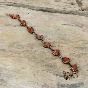 Gift For Her Carnelian Rough Electroformed Chain Adjustable Bracelet Copper 6.0" - Picture 1 of 6