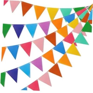 Colorful Pennant Flags - 60pcs Multicolor Pennant Banner 82ft CardStock Rainbow - Picture 1 of 8