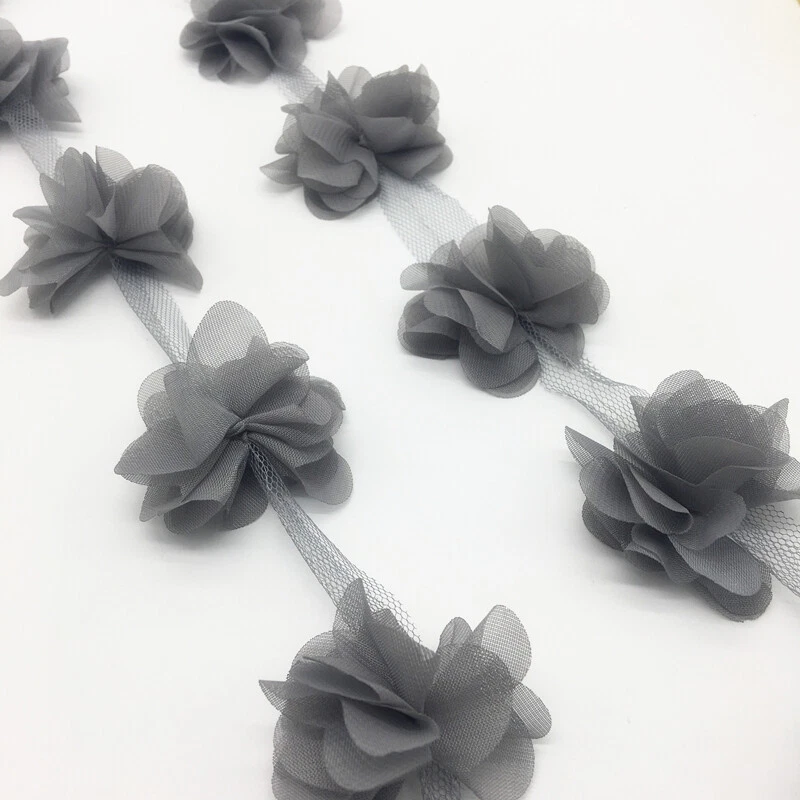 10 yardas 120x Flor 3D Gasa Racimo Encaje Borde Cinta Coser Tela Multi Foto 1 de 4