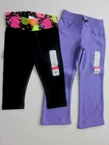 New $36.00 JUMPING BEANS - 2 Girls Pants - Purple Pant & Black Capri - Size: 4 - Picture 1 of 1