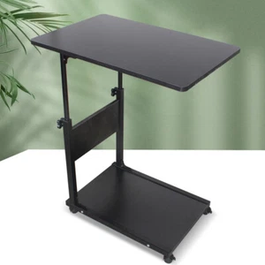 Schwarz Beweglicher Tisch mit Rädern Verstellbare Höhe Schreibtisch 55 ~ 80cm - Afbeelding 1 van 12
