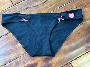 New Victoria's Secret PINK RARE Black Low Rise Cheeky Bikini Panties Size Large - Picture 1 of 6