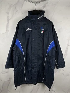Vintage Diadora Italy FIGC Long Jacket Big Logo Size M - Picture 1 of 16