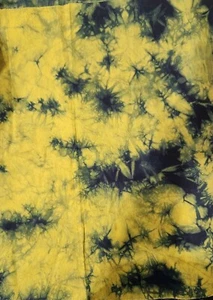 20 X 20 Fabric Piece Yellow & Black Tie Dyed Heavy Cotton Quilt Remanent - Picture 1 of 2