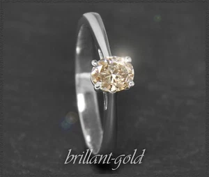 Diamant Solitär Ring mit 0,50ct zart champagner, Fancy Cut Ovalschliff, 585 Gold - Bild 1 von 8