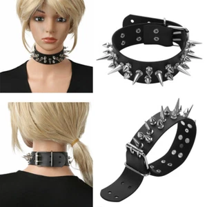 Gargantilla Unisex Punk Gótico Cuero PU Collares Punta Remaches Hebilla Cuello Ajustar - Imagen 1 de 12