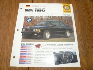 BMW M6* 1986 folleto único Imp - Imagen 1 de 3