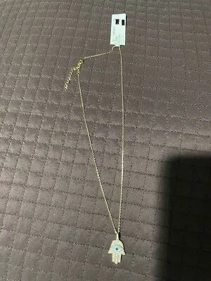 Collar chapado en oro de circonita cúbica Hamsa de plata de ley 925 con mal de ojo 16"-18 Foto 1 de 2