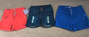 Lot of 3 Womans Cuffed Shorts 24-25x3 Button Fly Stretch Celebrity Pink Casual - Picture 1 of 23