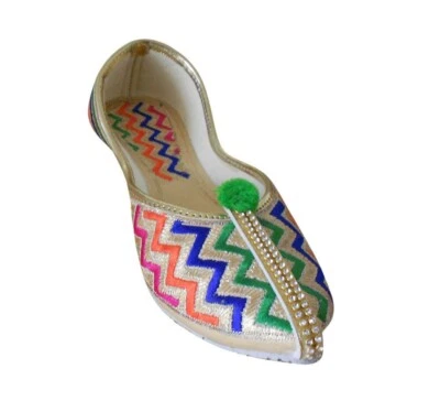 Mujeres Zapatos de Fiesta Informales Cuero Hechos a Mano Jutties Indian Mojaries Mocasines EE. UU. 5 Foto 1 de 4