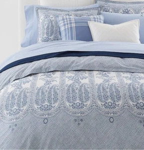 Ralph Lauren Queen/Full Wakefield Paisley Blue Comforter Set w/shams 3pc Floral - Picture 1 of 8