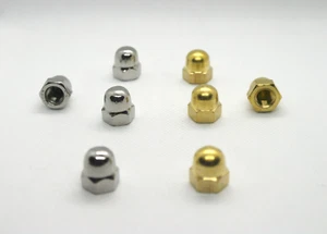 Dome Nuts Brass / A2 Stainless Steel M3 M4 M5 M6 M8 Acorn / Cap / Crown Hex Nuts - Picture 1 of 9