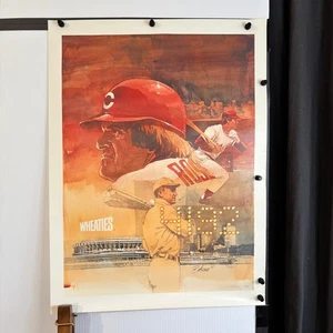 Pete Rose Cincinnati Reds MLB Poster WHEATIES 1972 Baseball Vintage Ty Cobb gebraucht - Bild 1 von 10