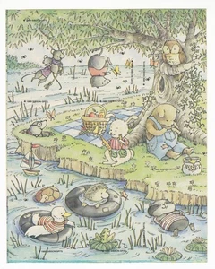 Hoja adhesiva vintage de los años 80 Gibson Greetings animales del bosque diversión al aire libre - Imagen 1 de 2