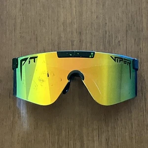PIT VIPER Monster Bull 2000's 3n3rg1z3r Green Splatter Shield Wrap Sunglasses - Picture 1 of 7