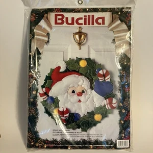 Bucilla Holly Jolly Santa Felt Wreath Kit #83028 18" Round Christmas 1993 NEW - Picture 1 of 4