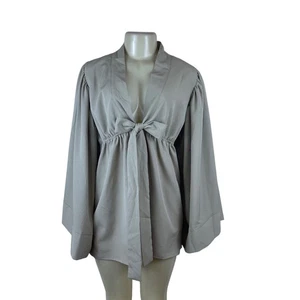 Boohoo Womens Beige Polyester Open Back Tie Front Kimono-Style Dress Size 8 - Picture 1 of 8