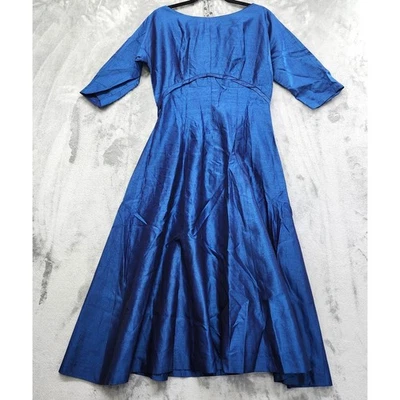 Vintage 50s Adrian Tabin Sharkskin Midnight Blue Cocktail Dress Size 8/M Formal - Image 1 of 4